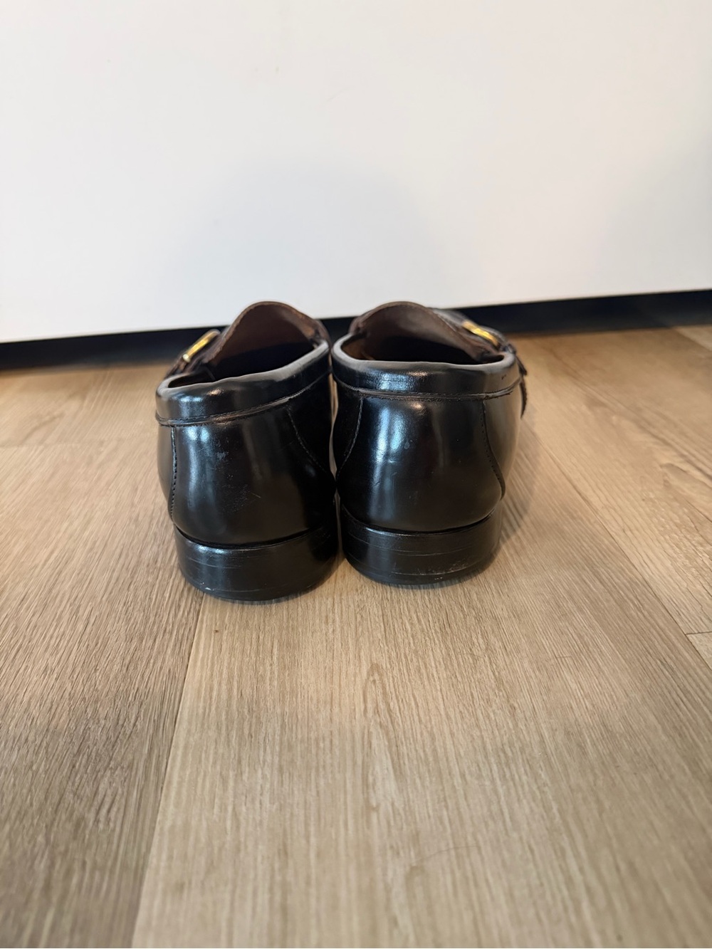 Cole Haan Black Leather Kiltie Loafers with Gold Buckle Men’s Size 12 - Picture 3 of 5